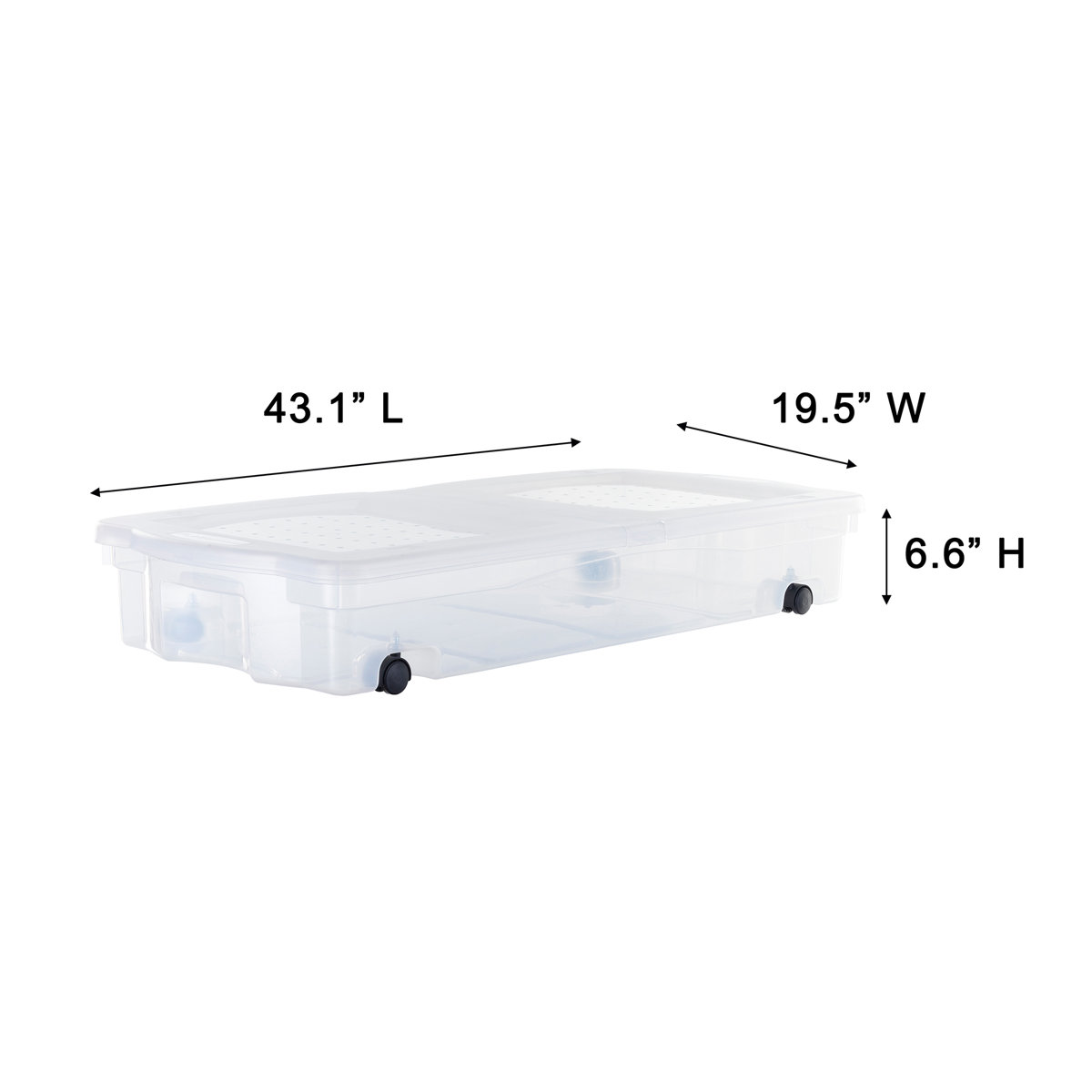Under Bed Wheeled Storage Box, 2-Pack, Plastic Containers With Dual-Hinged Lids And Sturdy Wheels, Visible Organization For Tight Spaces